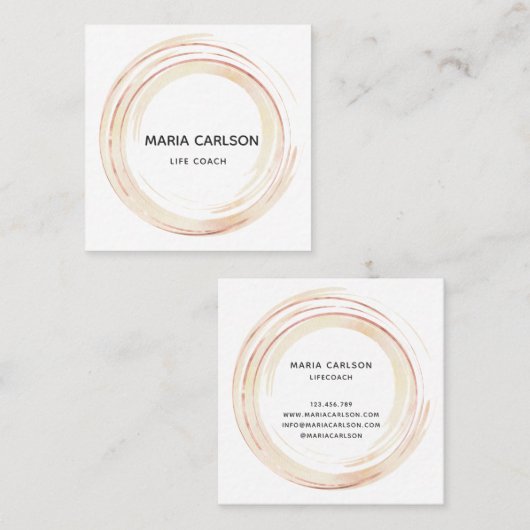 Waterverf abstracte cirkels penseelstreken Rosegol Vierkante Visitekaartje (Voorkant / Achterkant)