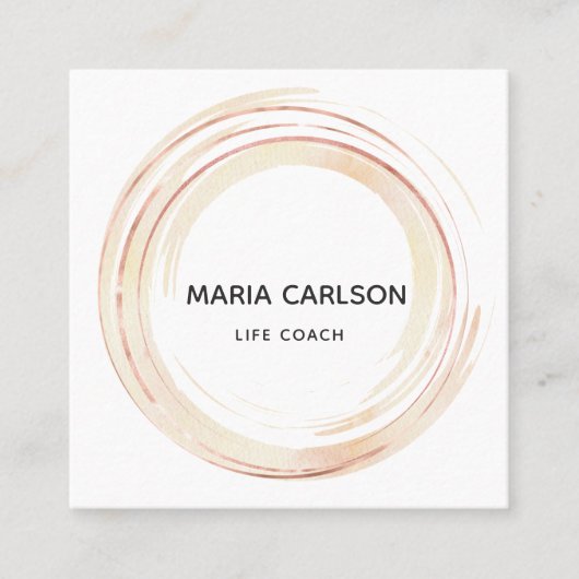 Waterverf abstracte cirkels penseelstreken Rosegol Vierkante Visitekaartje (Voorkant)