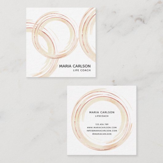 Waterverf abstracte cirkels penseelstreken Rosegol Vierkante Visitekaartje (Voorkant / Achterkant)