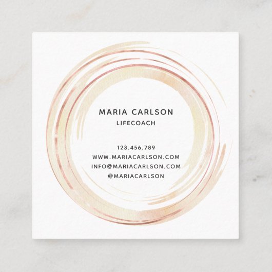 Waterverf abstracte cirkels penseelstreken Rosegol Vierkante Visitekaartje (Achterkant)