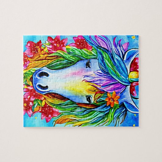 waterverf abstracte eenhoornvlam legpuzzel (Horizontaal)