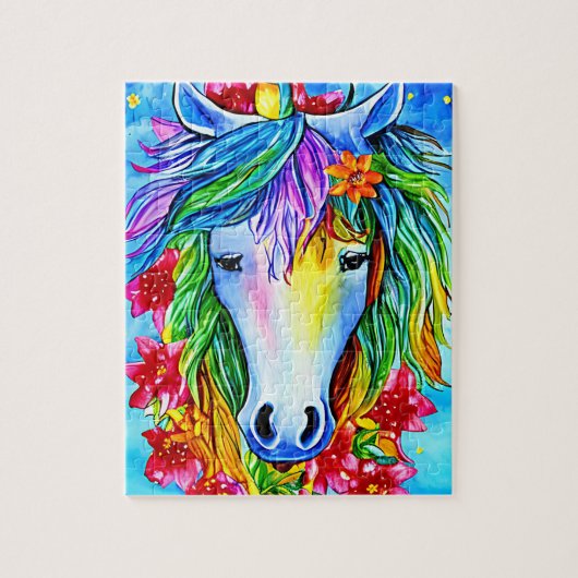 waterverf abstracte eenhoornvlam legpuzzel (Verticaal)