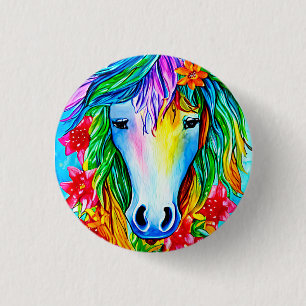 waterverf abstracte eenhoornvlam ronde button 3,2 cm
