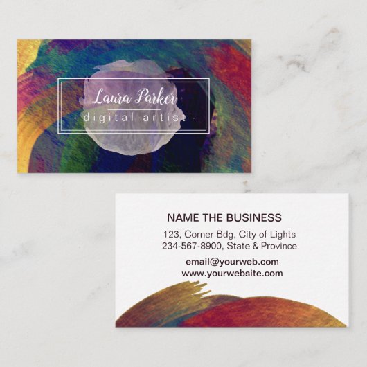 Waterverf Abstracte elegante Splatter Stroke Art Visitekaartje (Voorkant / Achterkant)