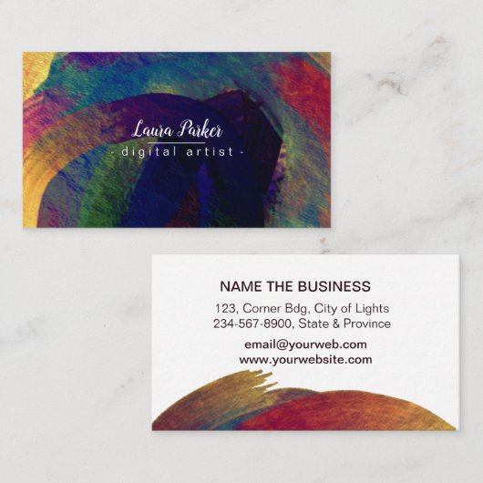 Waterverf Abstracte elegante Splatter Stroke Art Visitekaartje (Voorkant / Achterkant)