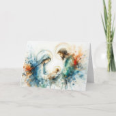 Waterverf Abstracte familie Feestdagen Kaart (Voorkant)