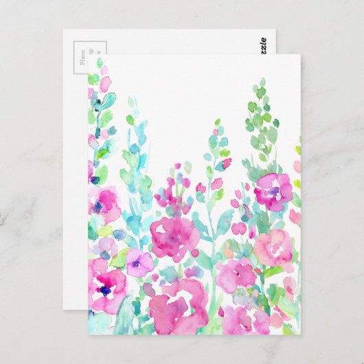 Waterverf abstracte florale bedding briefkaart (Voorkant / Achterkant)