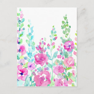 Waterverf abstracte florale bedding briefkaart