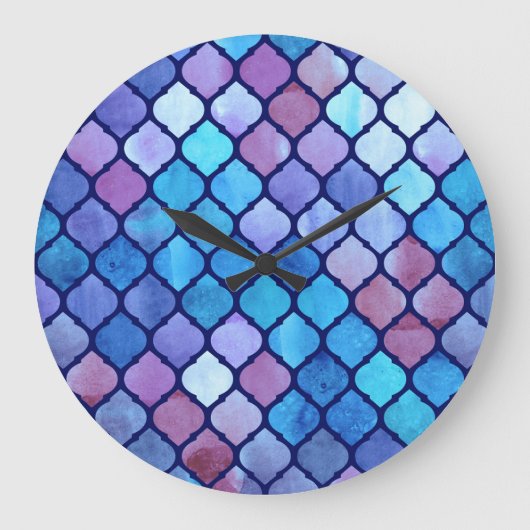 Waterverf Abstracte Geometrische Arabische Tegels Grote Klok (Voorkant)