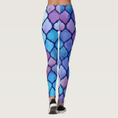 Waterverf Abstracte Geometrische Arabische Tegels Leggings (Achterkant)