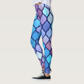 Waterverf Abstracte Geometrische Arabische Tegels Leggings (Links)