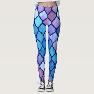 Waterverf Abstracte Geometrische Arabische Tegels Leggings