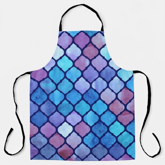 Waterverf Abstracte Geometrische Arabische Tegels Schort (Voorkant)