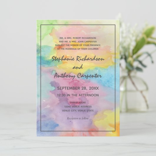 Waterverf Abstracte grillige kleurrijke leuke brui Kaart (Staand voorkant)