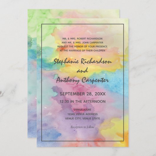 Waterverf Abstracte grillige kleurrijke leuke brui Kaart (Voorkant / Achterkant)