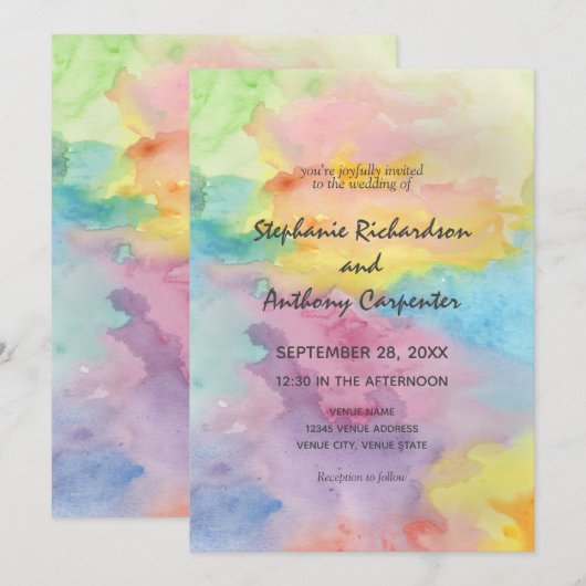 Waterverf Abstracte grillige kleurrijke leuke brui Kaart (Voorkant / Achterkant)