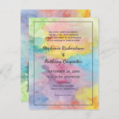 Waterverf Abstracte grillige kleurrijke leuke brui Uitnodiging Briefkaart (Voorkant / Achterkant)