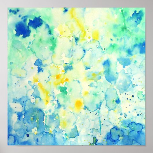 Waterverf Abstracte groene afdrukken Poster (Voorkant)