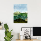 Waterverf abstracte groene bergen landschapskunst poster (Thuiskantoor)