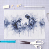 Waterverf Abstracte Heilige Familie helemaal blauw Tissuepapier (Craft)