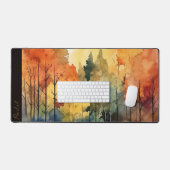 Waterverf Abstracte herfst regenboogbomen monogram Bureaumat (Keyboard & Muis)