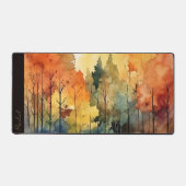 Waterverf Abstracte herfst regenboogbomen monogram Bureaumat (Voorkant)