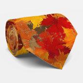 Waterverf Abstracte Herfstbladeren - Vintage Herfs Stropdas (Opgerold)