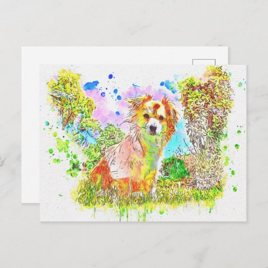 Waterverf Abstracte hond Briefkaart (Voorkant / Achterkant)