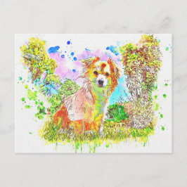 Waterverf Abstracte hond Briefkaart
