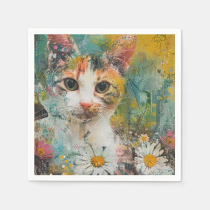 Waterverf  Abstracte kat (3) Servet