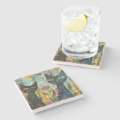 Waterverf  Abstracte kat (4) Stenen Onderzetter (Zijkant)