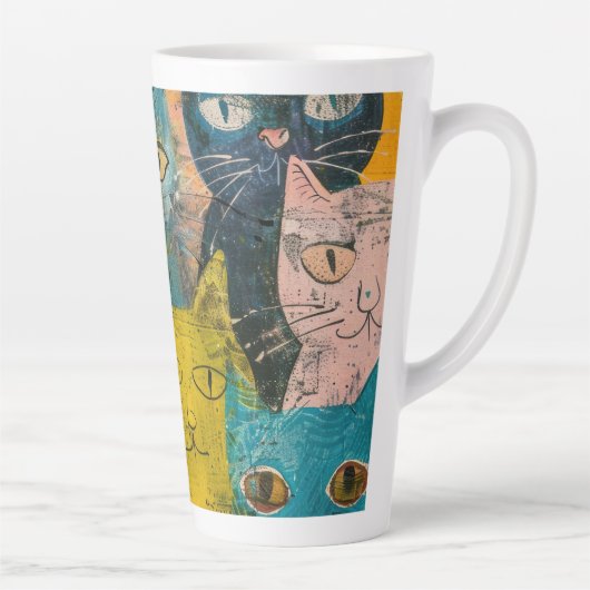 Waterverf  Abstracte kat (6) Latte Mok (Rechts)