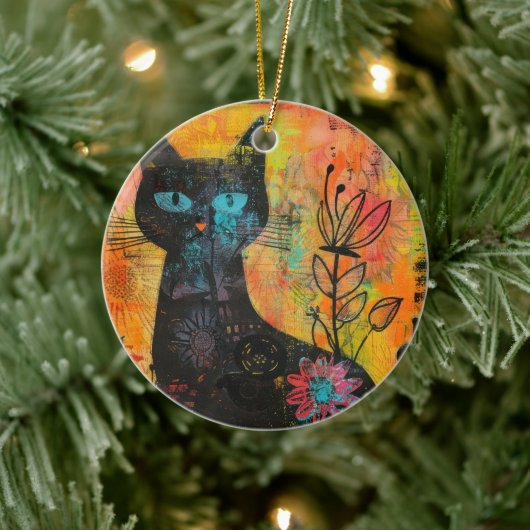 Waterverf  Abstracte Kat (9) Keramisch Ornament (Boom)