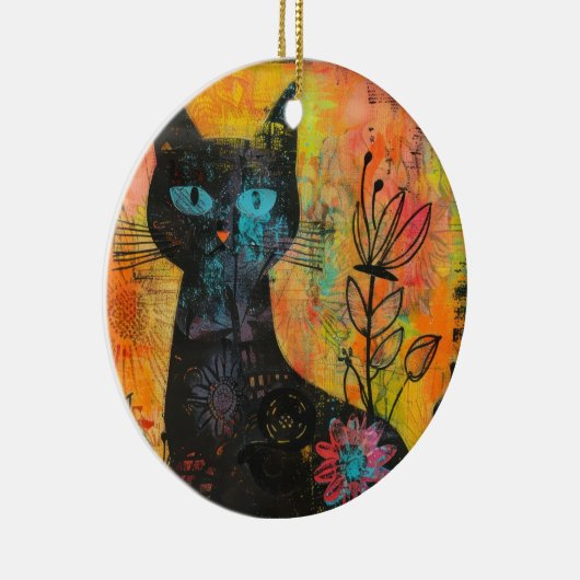 Waterverf  Abstracte Kat (9) Keramisch Ornament (Rechts)