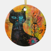Waterverf  Abstracte Kat (9) Keramisch Ornament (Voorkant)