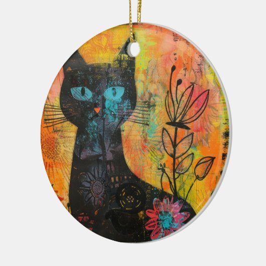 Waterverf  Abstracte Kat (9) Keramisch Ornament (Links)