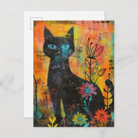 Waterverf  Abstracte Kat (9) Uitnodiging Briefkaart (Voorkant / Achterkant)