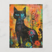 Waterverf  Abstracte Kat (9) Uitnodiging Briefkaart (Voorkant)