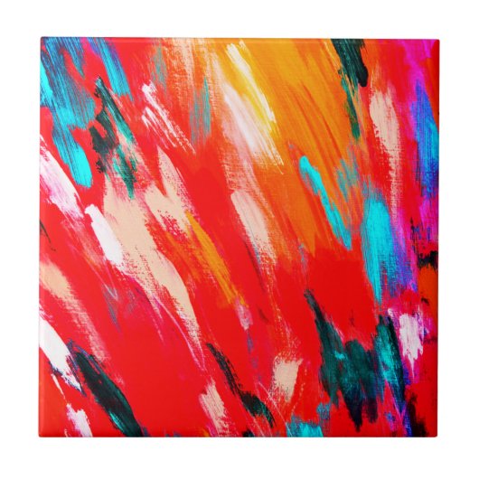 Waterverf Abstracte kleurrijke keramische Tegel Tegeltje (Voorkant)