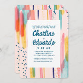 Waterverf Abstracte kleurrijke penseelbruiloft Kaart (Voorkant / Achterkant)