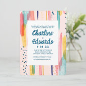 Waterverf Abstracte kleurrijke penseelbruiloft Kaart (Staand voorkant)