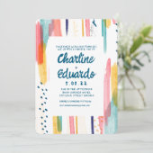 Waterverf Abstracte kleurrijke penseelbruiloft Kaart (Staand voorkant)