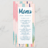 Waterverf Abstracte kleurrijke penseelbruiloft Menu (Voorkant / Achterkant)