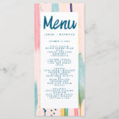 Waterverf Abstracte kleurrijke penseelbruiloft Menu (Voorkant)