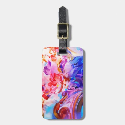 Waterverf Abstracte kleurrijke penseelkunst Bagagelabel (Voorkant verticaal)