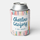 Waterverf Abstracte kleurrijke penseellijnen bruil Blikjeskoeler (Blikje Achterkant)