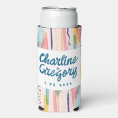 Waterverf Abstracte kleurrijke penseellijnen bruil Seltzer Blikjeskoeler (Seltzer Voorkant)