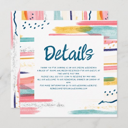 Waterverf Abstracte kleurrijke penseeltgegevens Kaart (Voorkant / Achterkant)