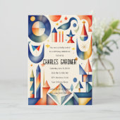 Waterverf Abstracte kubist Verjaardag Kaart (Staand voorkant)