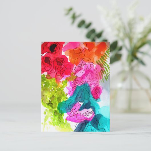 Waterverf abstracte kunst briefkaart (Staand voorkant)